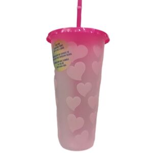 Pink Heart Patterned Tumbler